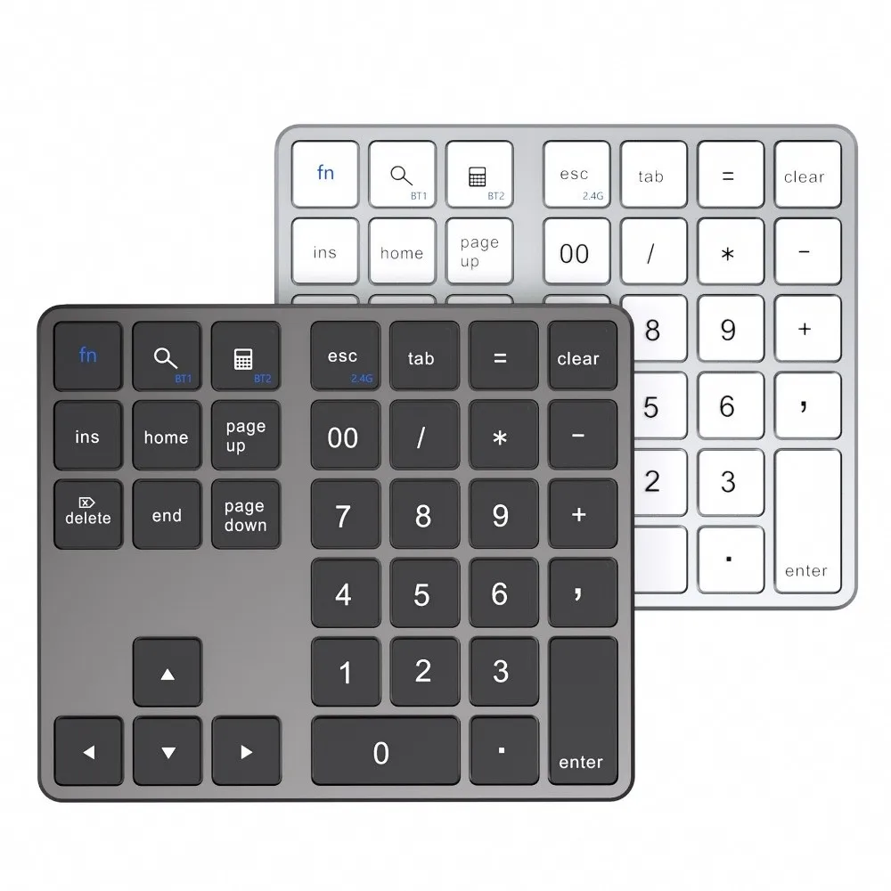 2.4G and Bluetooth Wireless Keyboard Rechargeable 35 Keys Mini Digital Keypad Portable Mute Wireless Numeric Keypad Accounting