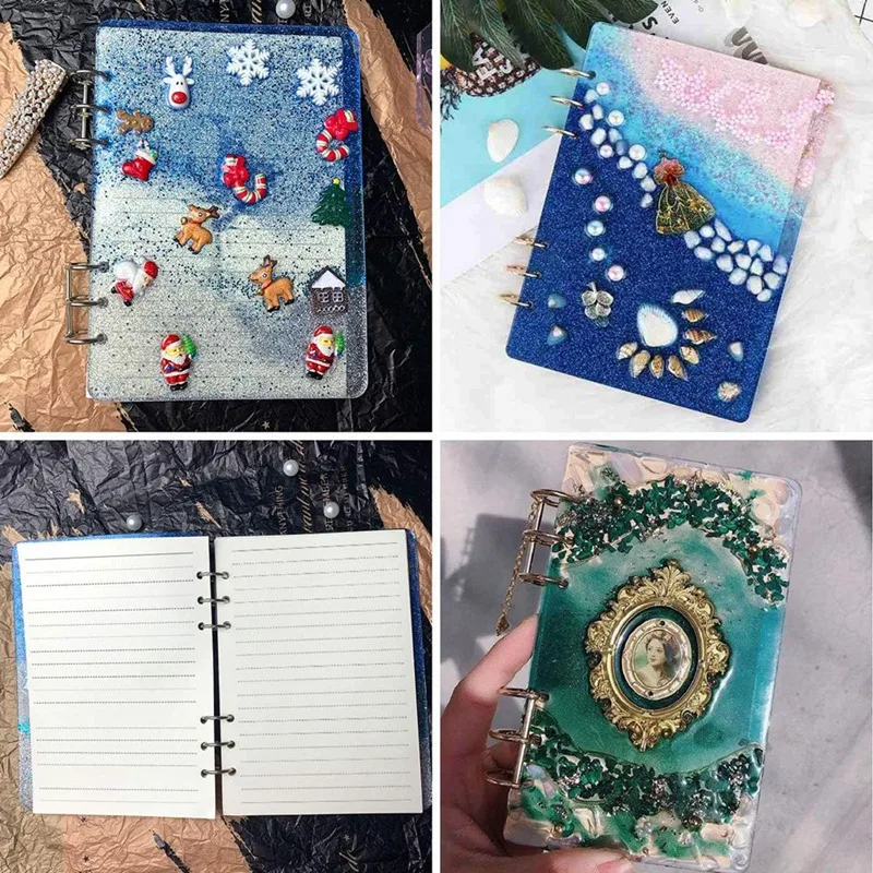 Large Notebook Cover Epoxy Resin Silicone Molds A4,A5,A6,A7 Bookmark Loose Leaf Binder Rings Kit DIY Casting Tool-FS