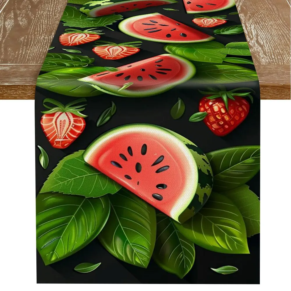 1 Piece Watermelon Table Runner, Suitable for Farmhouse, Indoor, Kitchen, Celebrations, Table Decoration, Restaurant and Banquet Decoration Supplies