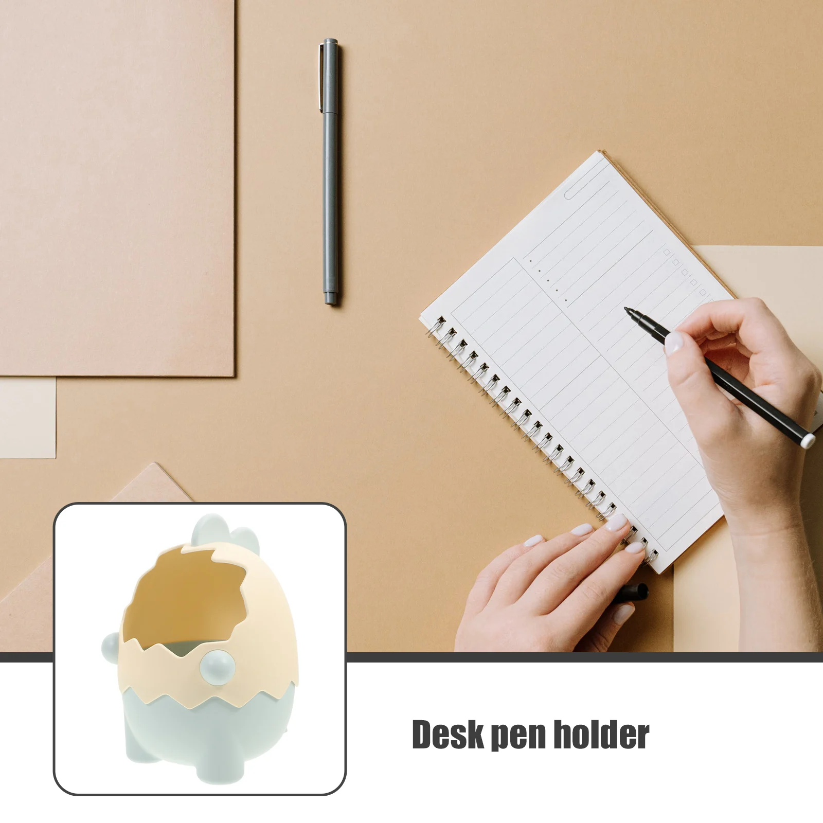 

Dinosaur Egg Pen Holder Blue Cartoon Large Capacity Desk Organizer Pencil Container Student Supplies Stationery Holder