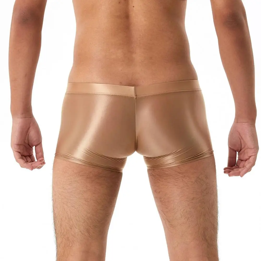 

Men Boxer Underwear Low-rise U Convex Bag Briefs Glossy Silky Transparent Solid Color Boxer Briefs Smooth Thin Sports Panties