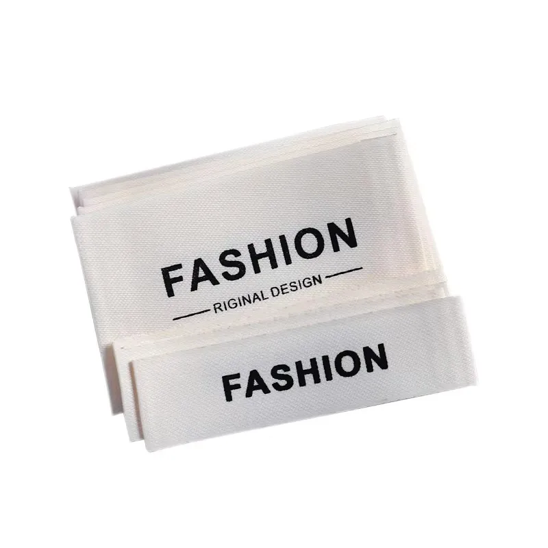 DIY Labels Custom Logo Polyester Cotton Tags Business Name LOGO Printed Cotton Labels White Fabric image 5