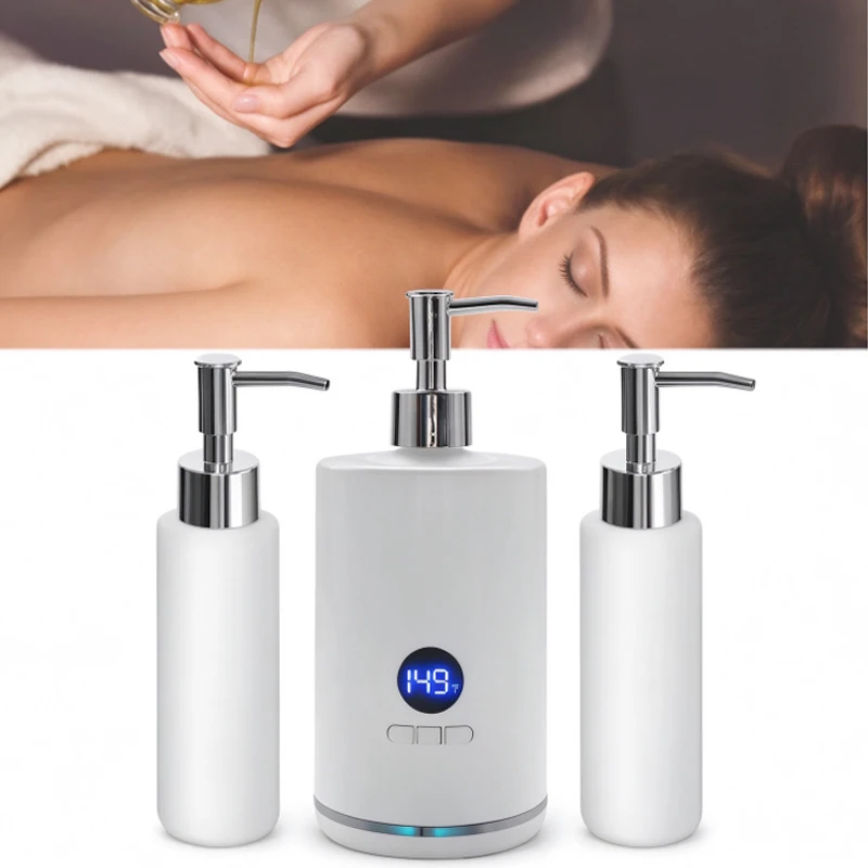 Massage Oil Warmer Lotion Cream Heater With LED Display with Double Bottle For Home Salon Spa Massage Quick Heating Upgrade