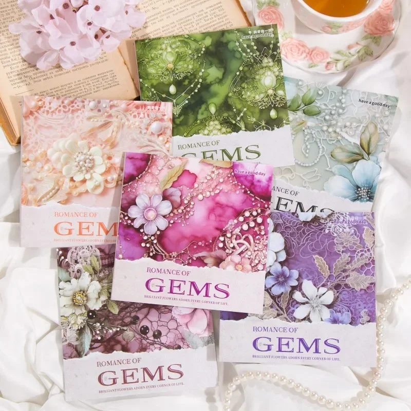 

30Pcs Retro Material Paper Gem Romance Notebooks Message Notebooks Decoration Materials Handbook Writing 150*170MM