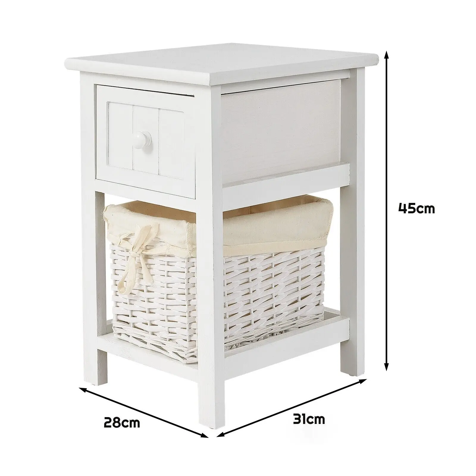 GOFLAME Chest of Drawers Side Table Beside Table Nightstand With One Removeable Baskets