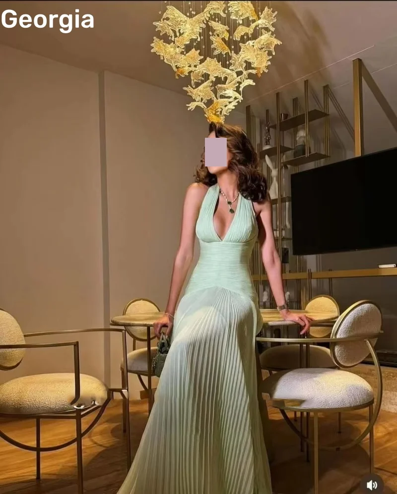 تخصيص الرسن فستان سهرة أنيق ألف خط الطابق طول فستان حفلات الزفاف سستة حتى بلا أكمام كشكش فساتين عيد ميلاد Luxu #4