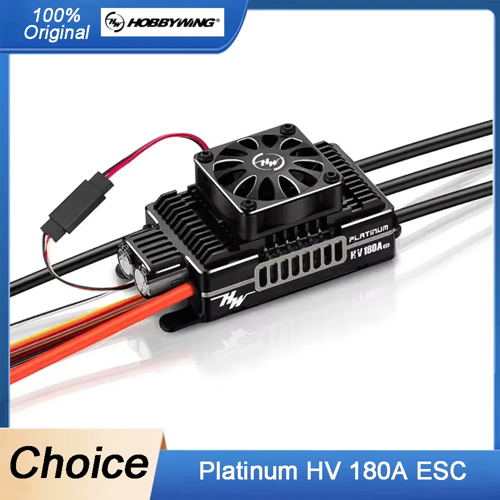 

Hobbywing Platinum HV KV180A SBEC V5 6-14S Brushless ESC 12V Switch BEC 32-bit processor For 550-700 Helicopter Fixed-wing