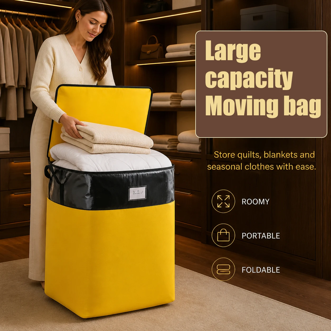 Waterproof Woven Bag Transfer Storage Wear-resistant Bag Foldable Moving Bag Thickened Eco-friendly Large Capacity Luggage Bag