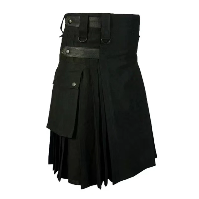 Autumn men's skirt Punk Gothic Scottish retro Kendo autumn casual street clothes medieval dress  kilt  18th century dress