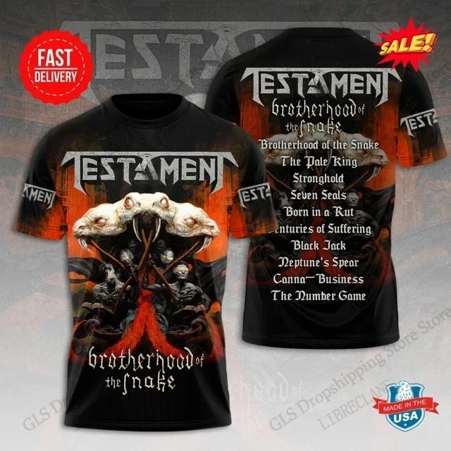 New Rock Testament Band 3d Print T-shirt Men Women Fashion Short Sleeve Hip Hop Large Tops Tees Men Clothing 2027 Camiseta Homme