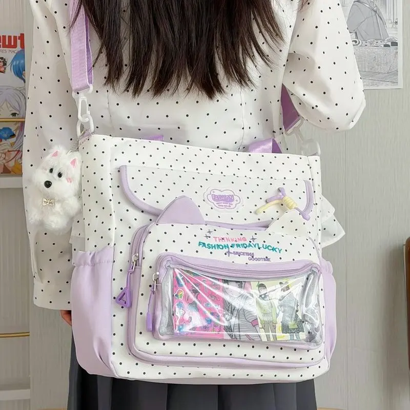 Women Convertible Tote Backpack With Clear Display Window Multi Pocket Anime Ita Bag School Travel Daypack Cute Rucksack sac