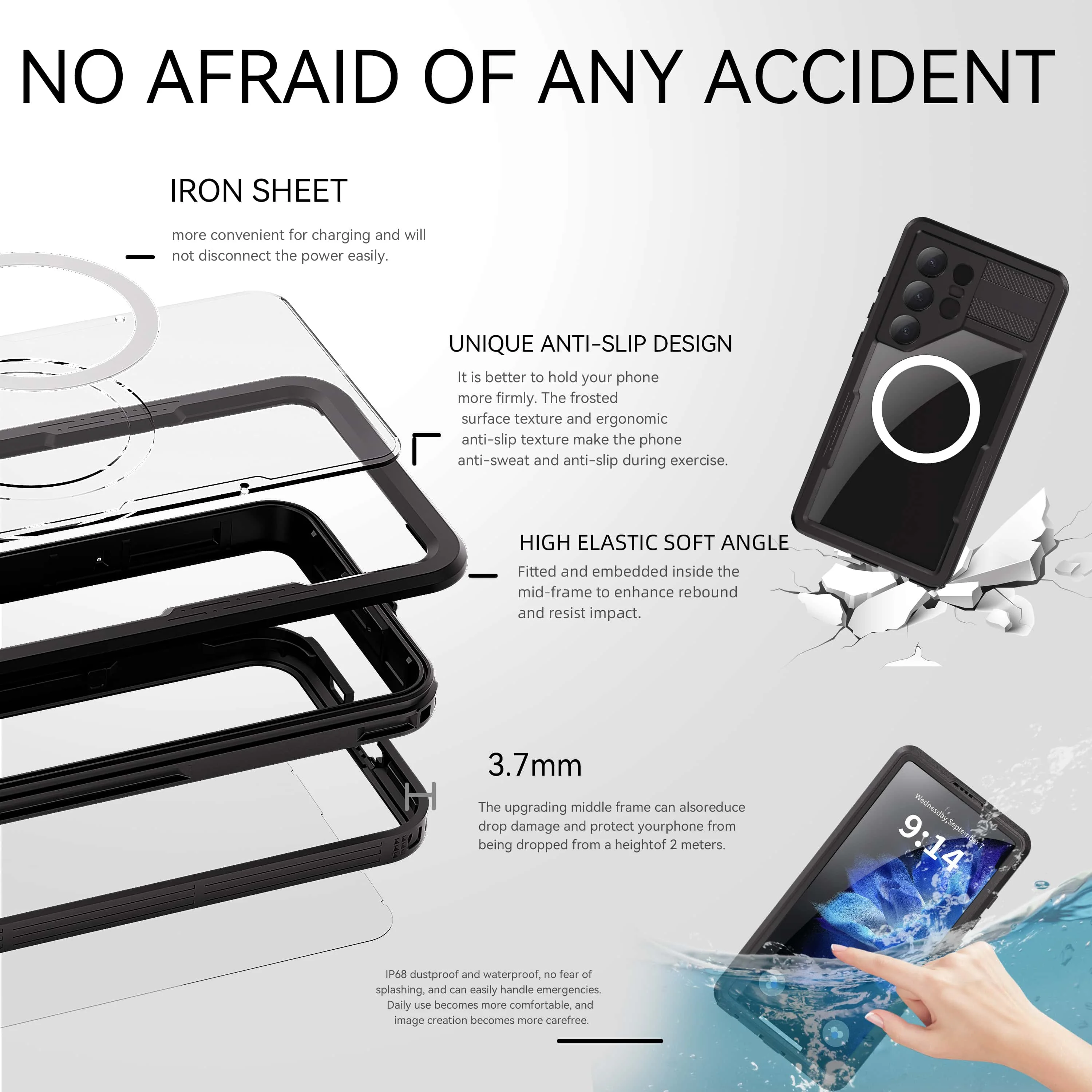 IP68 Wasserdichte Handyhülle mit Magnetischem Lanyard für Samsung Galaxy S25 Ultra S24 (Hinweis: S23 hat keine magnetische Funktion) – Detail 3