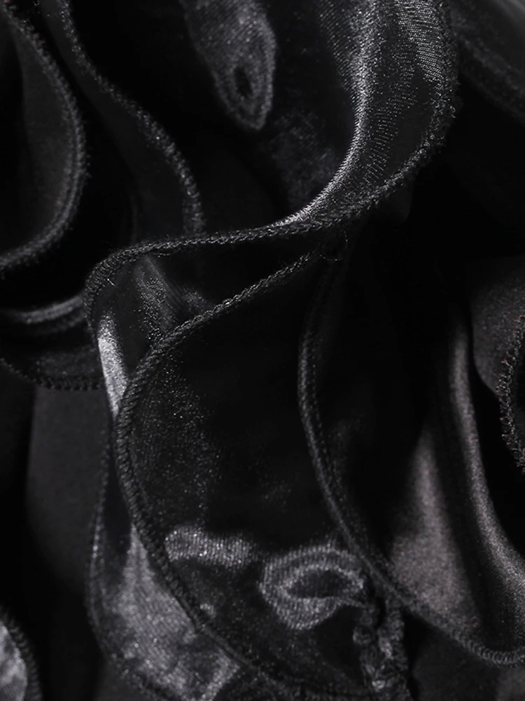 Feminino preto babados em forma elegante fino blazer nova lapela manga longa jaqueta moda maré primavera outono 2025 novos casacos e jaquetas