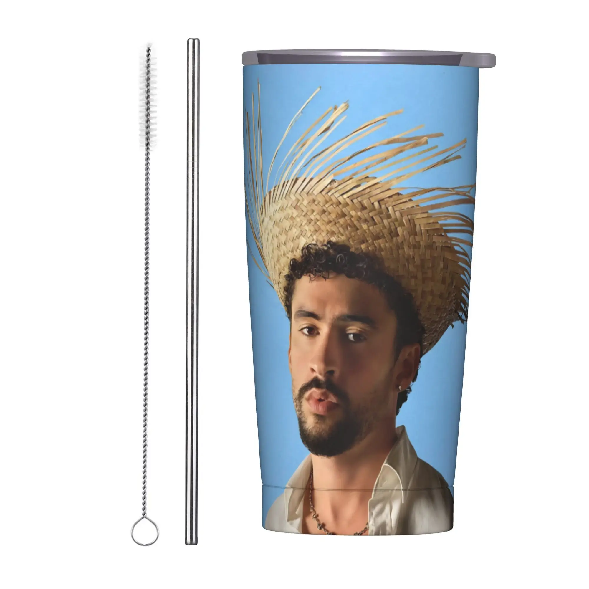 Bad Bunny DTMF Tour 2026 Tumbler Vacuum Insulated  Coffee Cups with Lid Straw Smoothie Tea Mugs Water Bottle 20oz