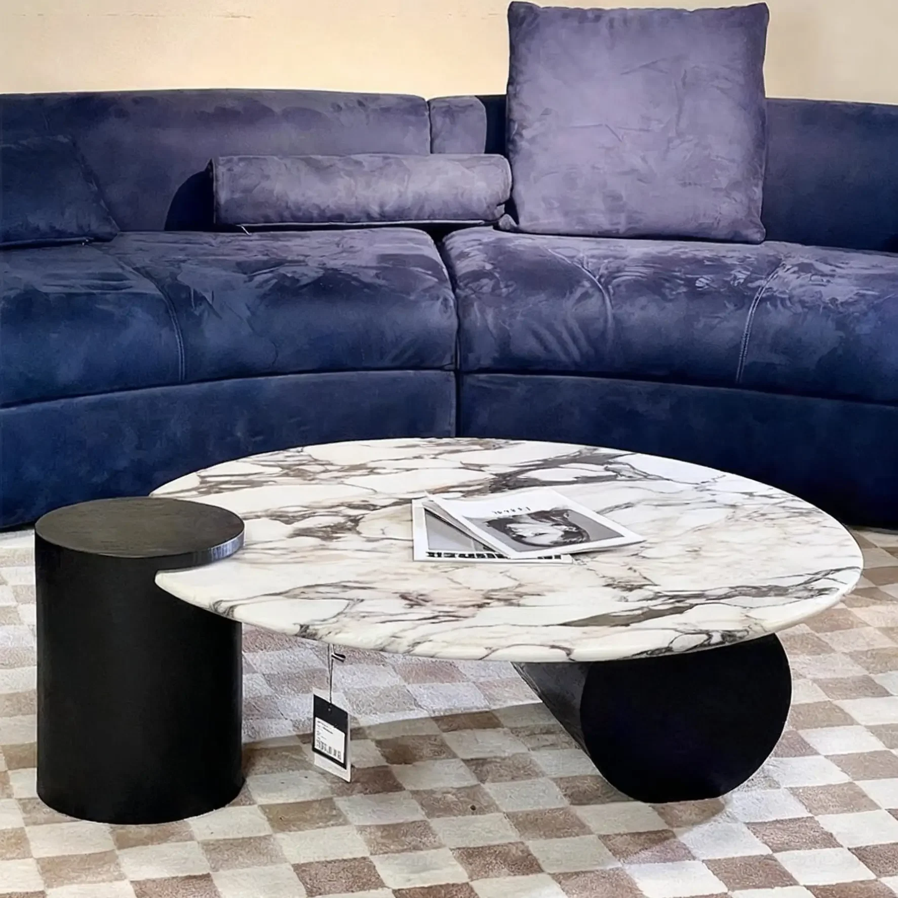 AA Medieval style natural marble rock slab coffee table household high-end coffee table creative tea table