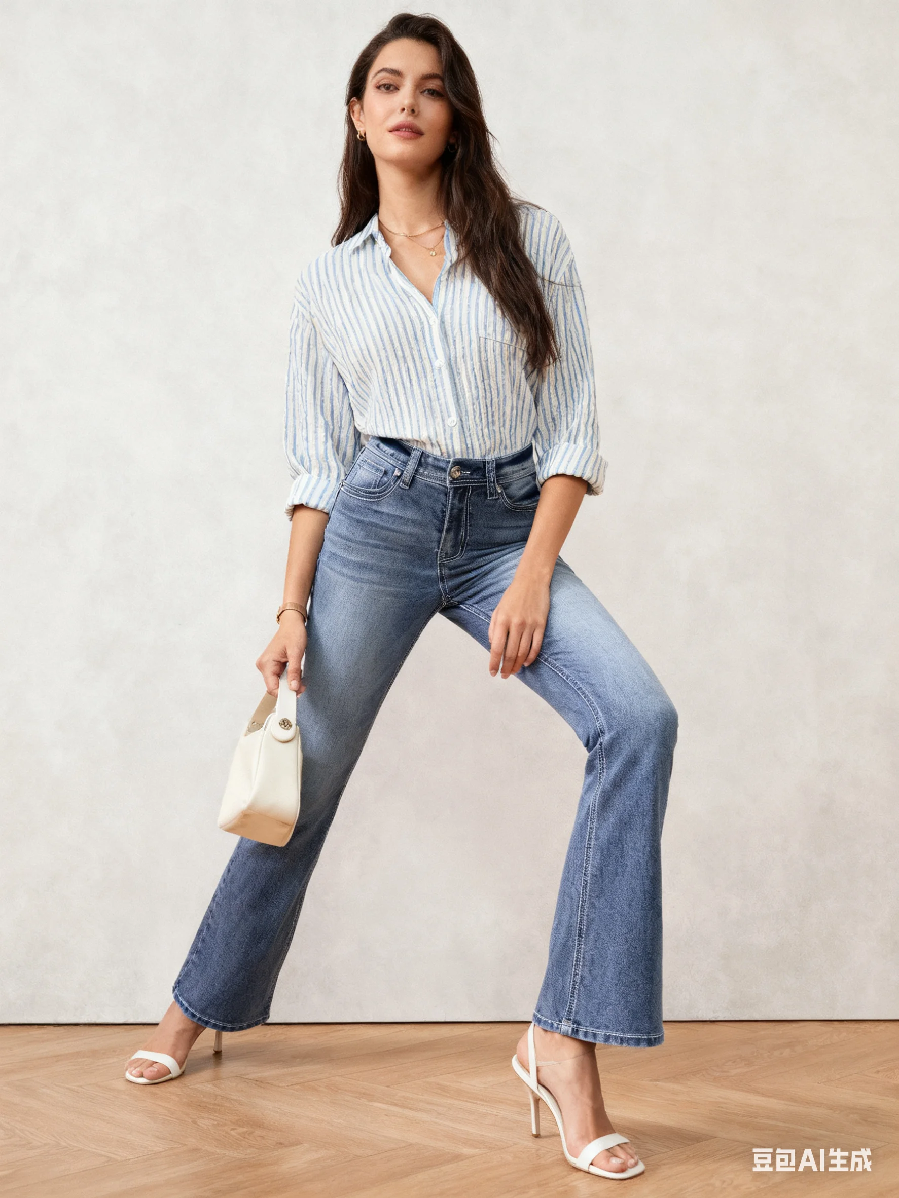 Jeans svasati a vita alta da donna Pantaloni in denim slim fit alla moda per abbigliamento alla moda da donna