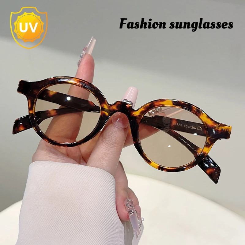 

New Retro Round Frame High-class Sense of Fashion Sunglasses Trendy and Versatile UV400 Sunshade Sunscreen Glare Sunglasses