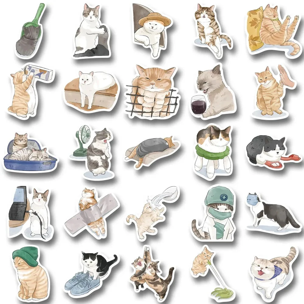 10/30/53pcs Cute Cat MEME Stickers Funny Animals Cartoon Decals DIY Phone Case Laptop Stationery Vinyl Kawaii Kids Sticker Toys