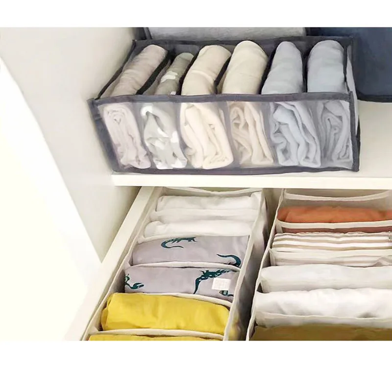 Dividers Drawer Wardrobe Home Clothes Jeans Storage Boxes Mesh Net Bag Closet Organizer Foldable Underwear Baby Cloth Sock Pants