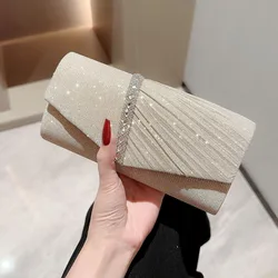 Bolso de mano de lujo para mujer, sobre de diamantes de imitación brillantes, bolso de noche, bolso de hombro con cadena, bolso de mano para fiesta de boda