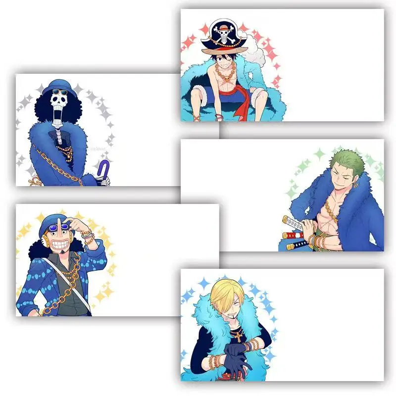 50pcs/set ONE PIECE Message Cards 300g hard cardboard Cannot be pasted Memo message card 5 characters 10 sheets per item