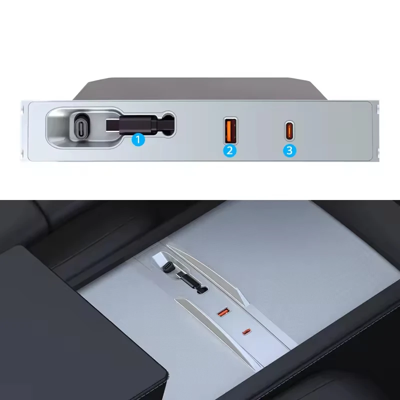 Suitable For Tesla Model 3 Docking Station 4-Port Power Splitter 80W Fast Charger Intelligent Docking Station USB Splitter Hub