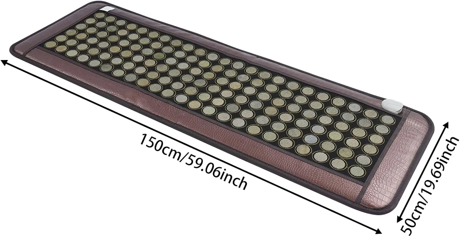 Almofadas de aquecimento infravermelho de 20x59 polegadas para parte traseira completa, 138 peças de almofada de aquecimento elétrica de jade natural (café)