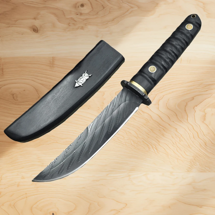 

High Hardness VG10 Damascus Blade Ebony Handles Tactical Hunting Knife Self Defense Outdoor Camping Knives Portable EDC Tools