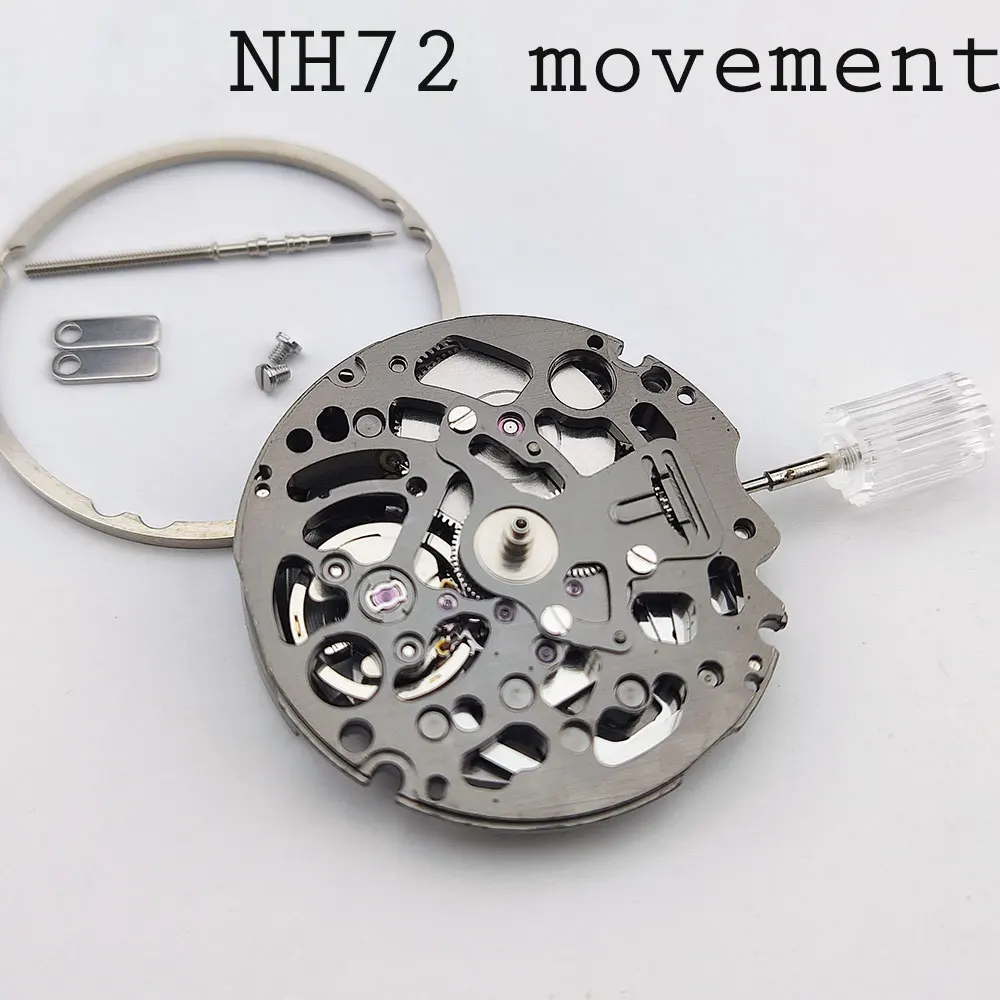 Nh72a Movement Japan Original Luxury Automatic Skeleton Mechanical Nh72 Watch Movement 24 Jewels For Repair Mod Replacement