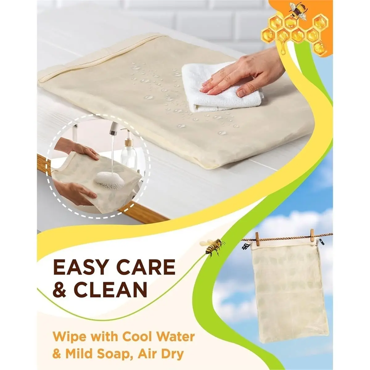ABNH 2pcs Beeswax Bread Bag for Homemade Bread, Sourdough Bread Bags with Zipper, About 13