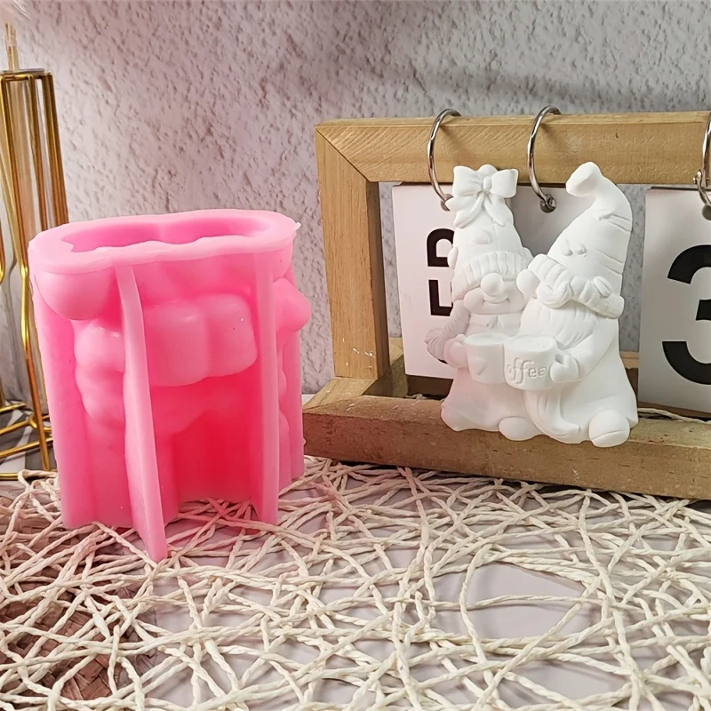قطعتان من قالب السيليكون لعيد الحب للشموع ثلاثية الأبعاد، تماثيل الجص، ديكور المنزل من راتنجات الإيبوكسي