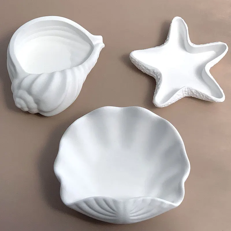 Scallop Storage Tray Silicone Mold DIY Shell Starfish Resin Plaster Trinkets Dish Casting Molds Conch Cup Gypsum Concrete Molds
