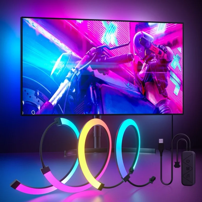 RGB Phantom Ambiance Display LED Light Bar Music Rhythm Dynamic Light Synchronization Software Controllable Color Dynamic Mode