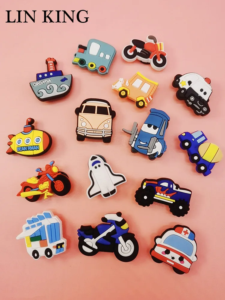 Cute Traffic Style Shoe Charms Decorations Funny Car Airplane Shoe Accessories PVC Buckle Diy Pins Ornaments Children Party Gift