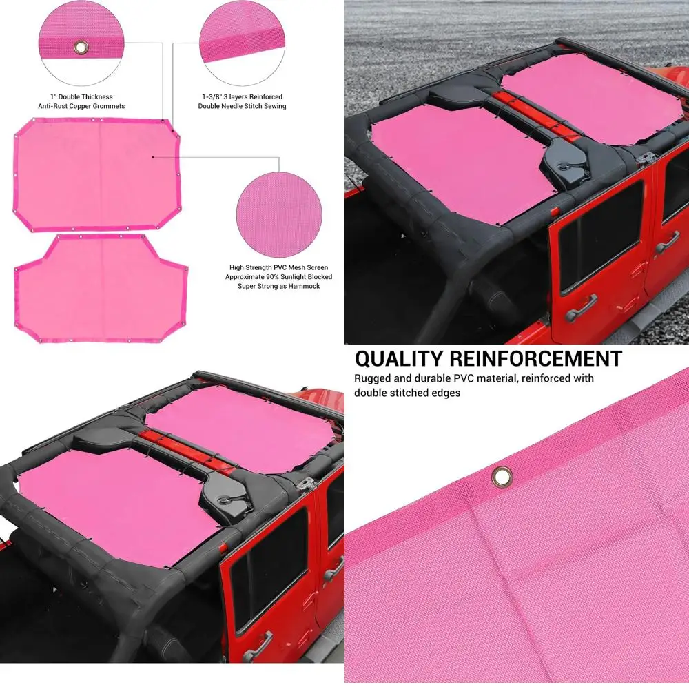 

UV Protection Sunshade Mesh for 2007-2018 Jeep Wrangler JK Unlimited 4-Door, Pink