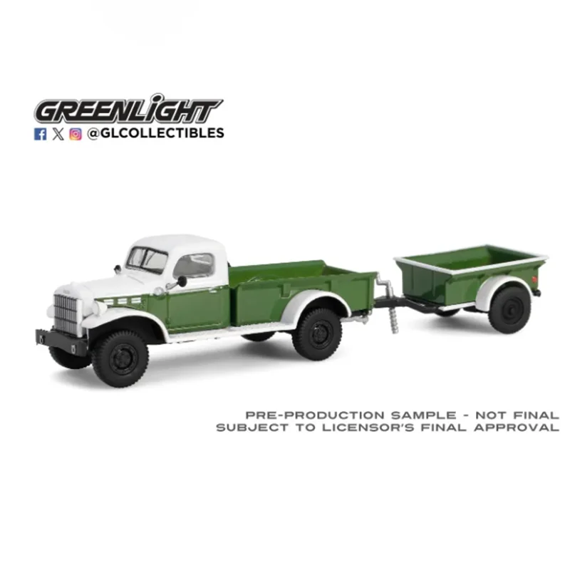 

Greenlight 1:64 Scale 1950 Power Wagon & Cargo Trailer Alloy Car Model Collection Display Ornament Toy Gift