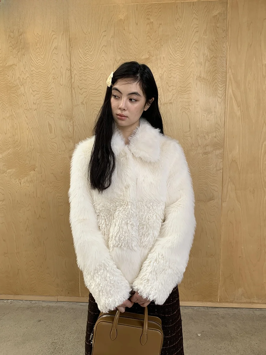 

Теплая верхняя одежда из искусственного меха в стиле пэчворк с длинными волосами, зимнее пальто с цветочным принтом Rt Notjusthim Baa, женское пальто из корейского волокна из полиэстера