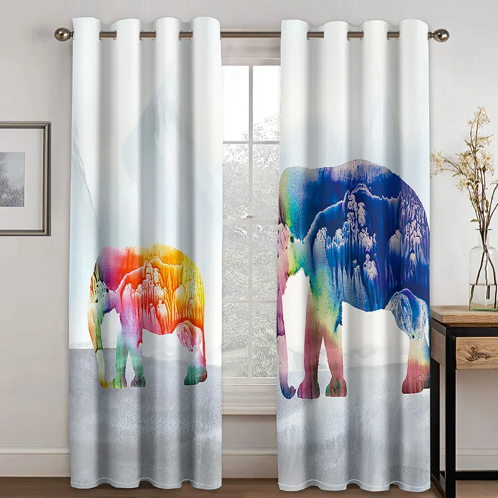 Funny Cute Cartoon Animal Dino Cat Dog Children's 2 Pieces Free Shipping Thin Curtain for Window Drape Living Room Bedroom Decor