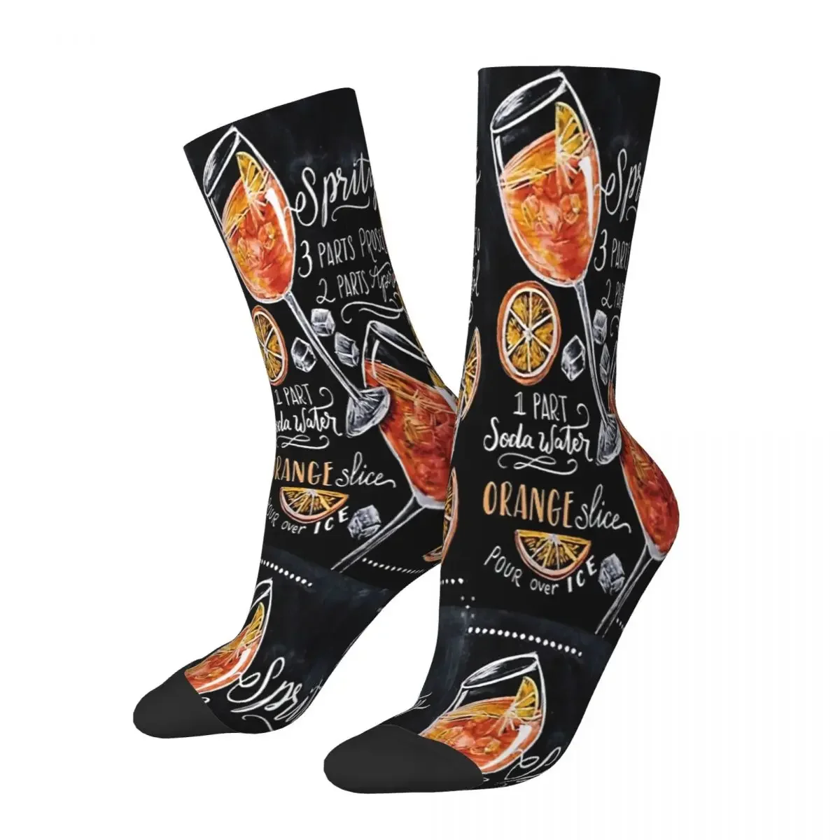 Aperol Spritz Chalkboard Drink Socks Male Mens Women Summer Stockings Printed