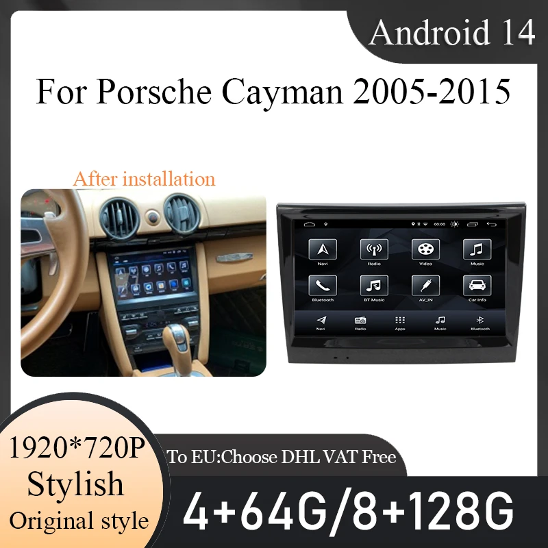 

Original style 8.4-inch Android 14 CarPlay Android Auto Car radio Player DSP Stereo for Porsche Cayman 2005-2015 GPS Navigation