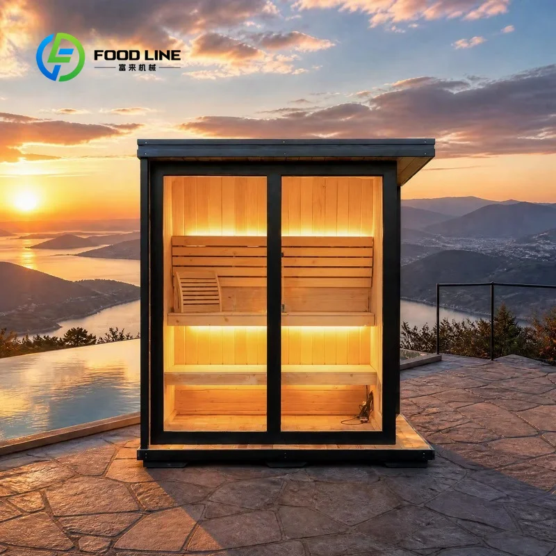 Custom Backyard Wellness Sauna, Smart Controlled Pine Wood Outdoor Suite for Premium Residential Relaxation