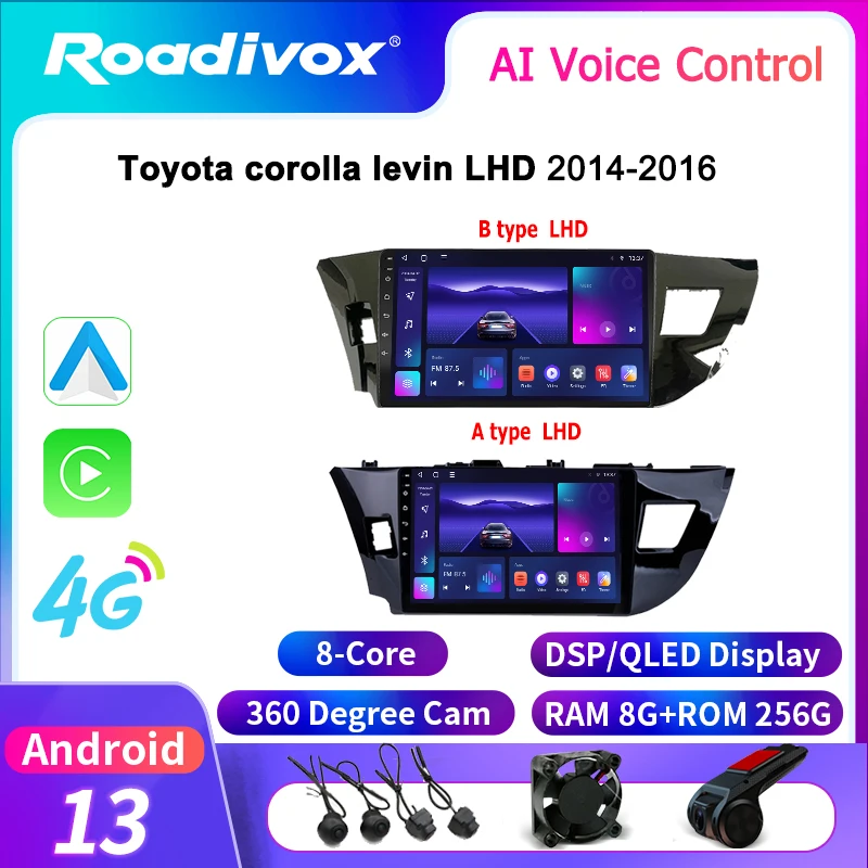 roadivox Android car radio for Toyota corolla levin LHD 2014 2016 GPS Navigation video Multimedia Player tape recorder