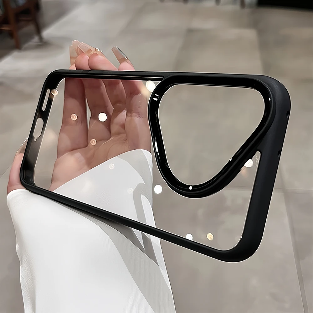 Luxury Transparent Metal Lens Frame Case For Huawei Pura 80 70 Ultra P80 P70 Pro Plus Mate 70 Air 80 Pro Max Hard Acrylic Cover