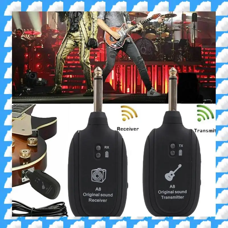 

1 Set Electric Guitar Wireless Transmitter Receiver Audio Line Electric Blowpipe ABS+Copper+Electronic Components