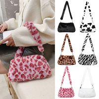 Women Leopard Plush Crossbody Bags Handbags Messenger Bags Shoulder Bags Underarm Bags