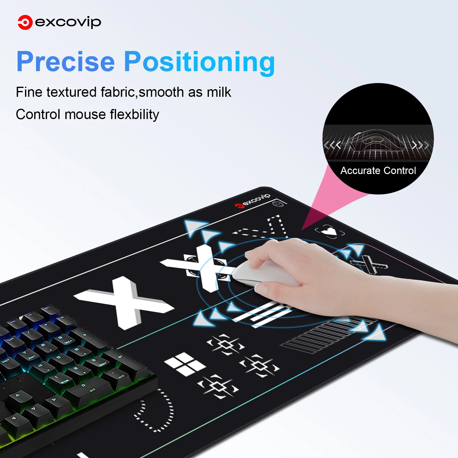 EXCO Gaming Mouse Pad Large Extended Keyboard Mousepad with Stitched Edge Non-Slip Rubber Base Computer Desk Mat for Home Office