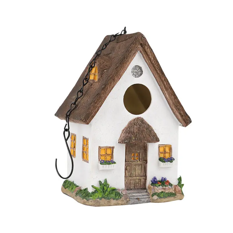 Hanging Resin Bird House Outdoor Bird Nest Feeder Creative Garden Yard Decoration Ornament