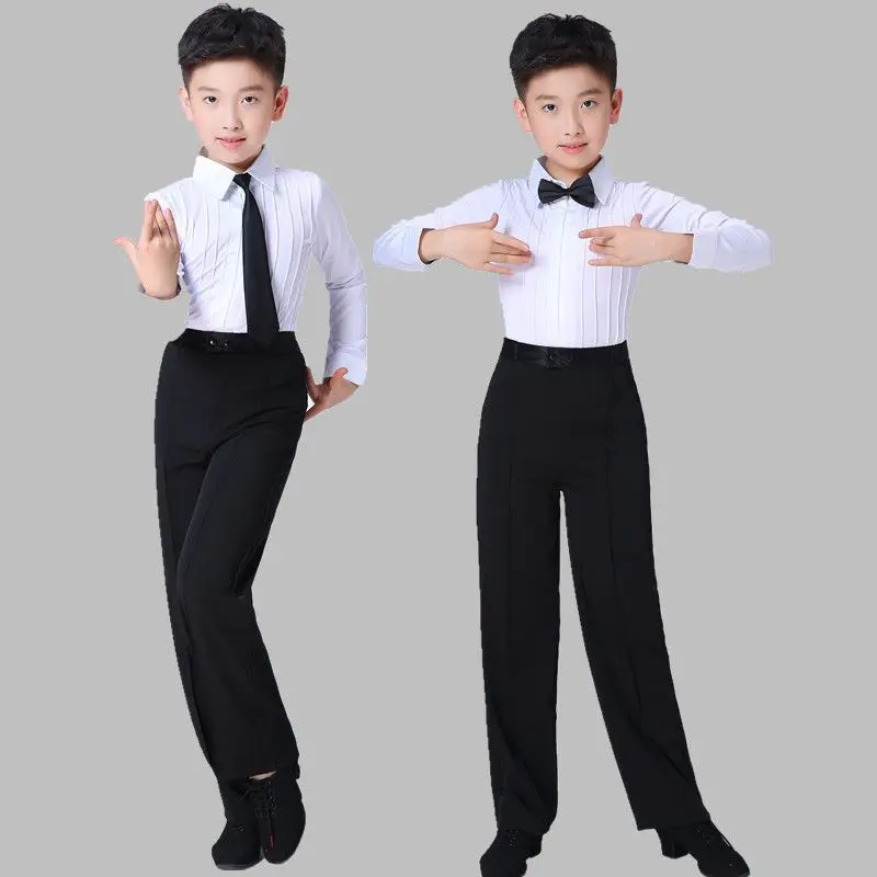 ballroom jongen Rits vliegen Latin dansen tango desigual wedstrijdpak professionele danskleding voor kinderen jongen salsa shirt + broek