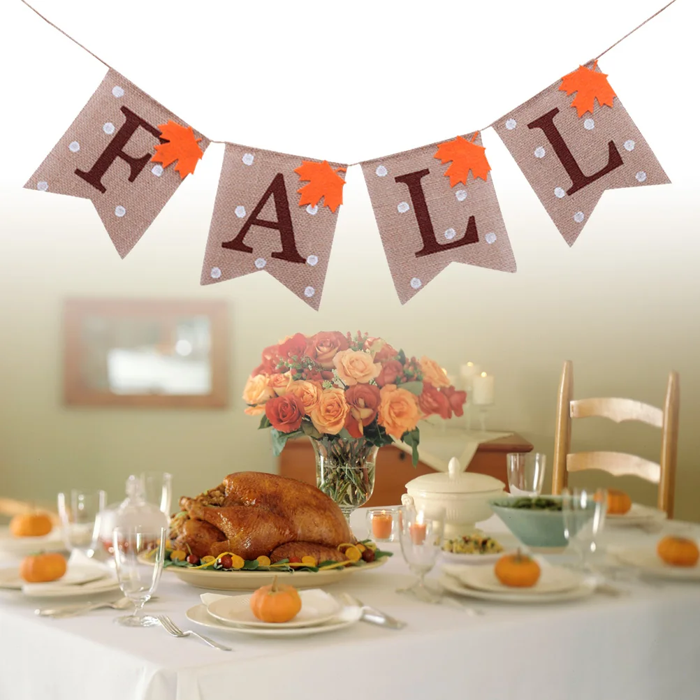 

2M Fall Letter Bunting Banner Premium Linen Burlap Thanksgiving Decoration Home Party Wall Hanging Indoor Outdoor Theme Party
