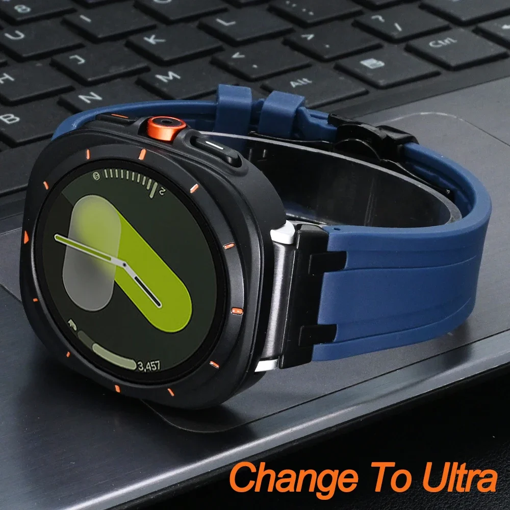 

Sport Rubber Band Plastic Case for Samsung Galaxy 7 6 44mm 40mm Silicone Bracelet Change To Ultra for GALAXY Watch 6 7 Men Strap